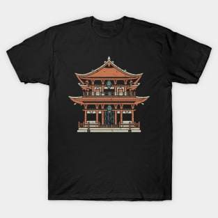 Japanese Temple Woodblock Print T-Shirt